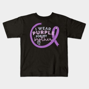 I WEAR PURPLE FOR MY BROTHER Alzheimer Awareness Walk Meme Gift Kids T-Shirt